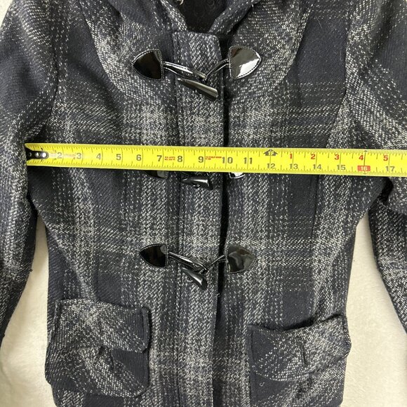 Guess Womens Jacket Large black Gray Hoodie outerwear toggle Fall Winter Hooded - Picture 6 of 10